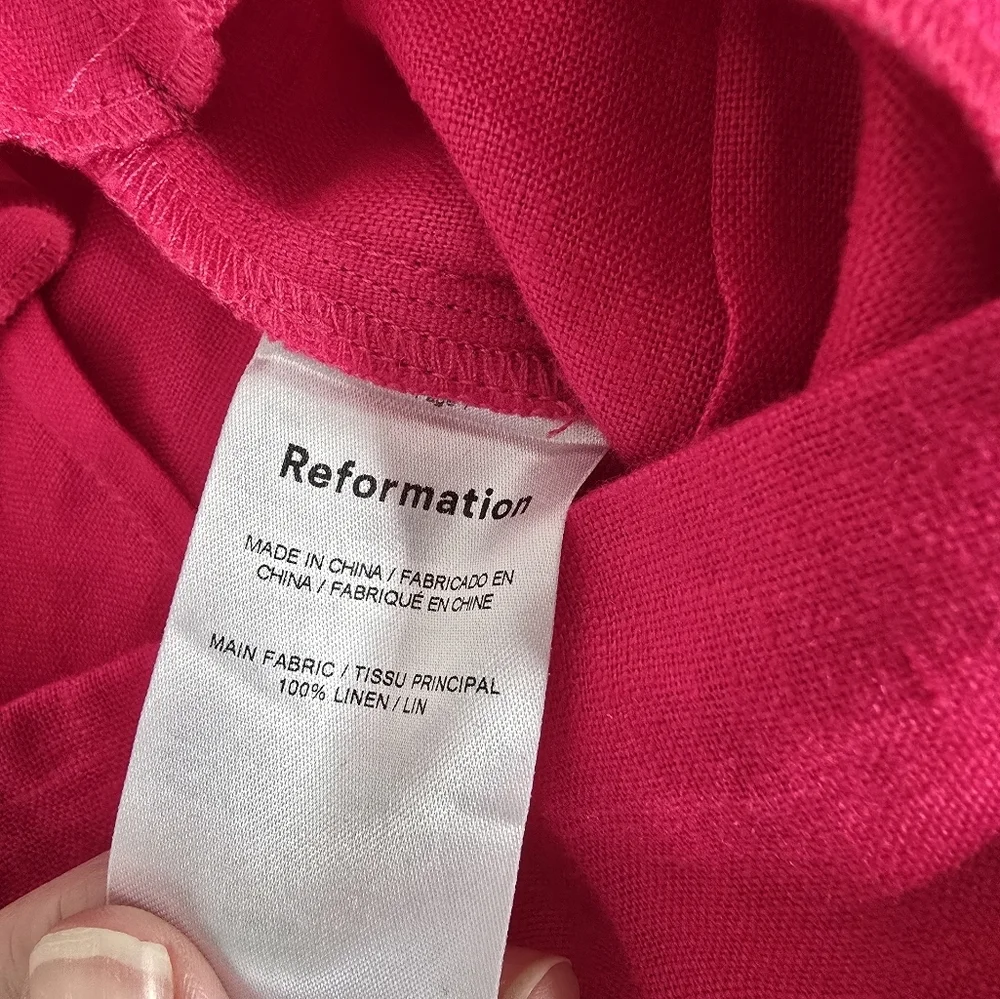 Reformation Cleo Linen Hot Pink Two Piece Set 2 Petite Barbiecore Feminine